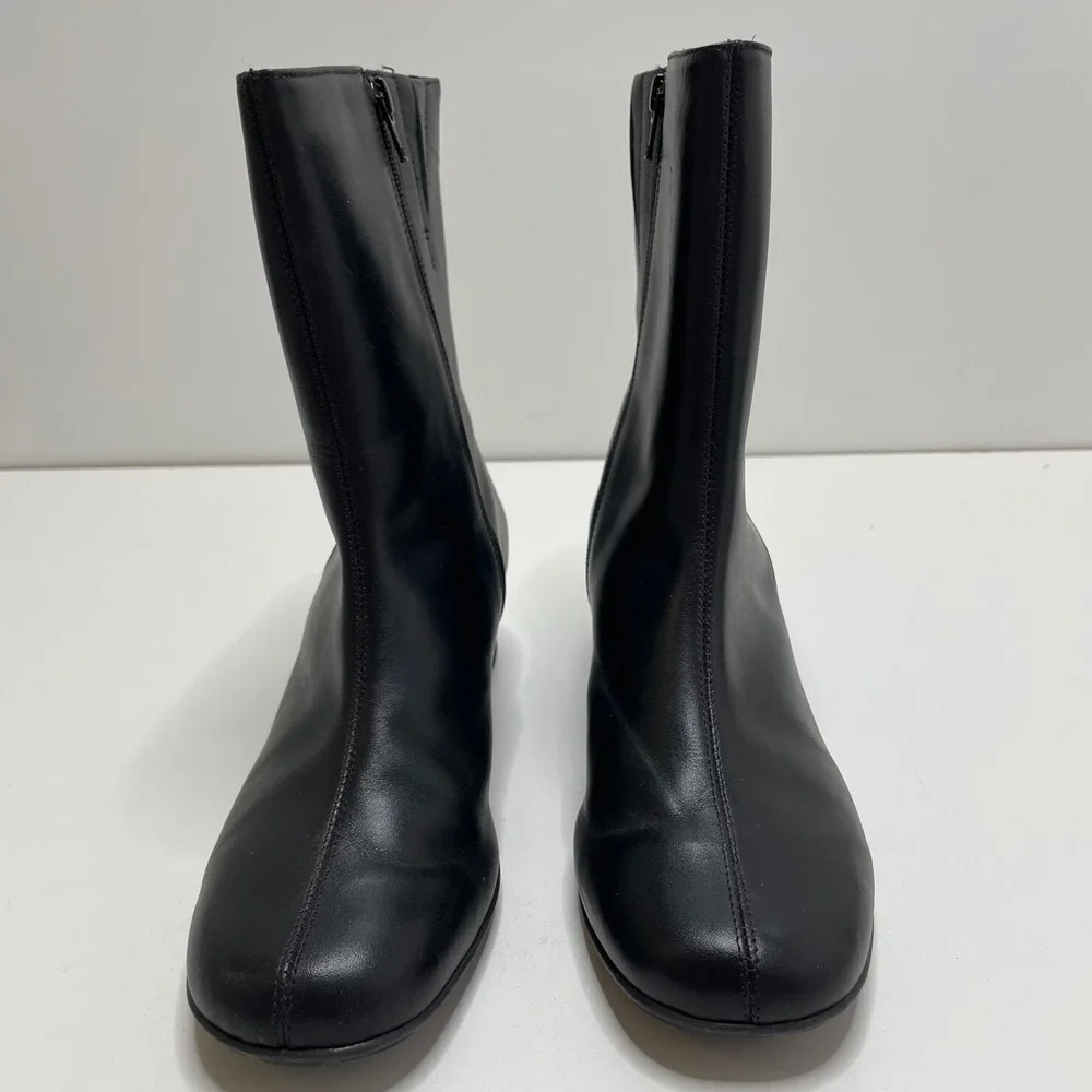 Elites by Walking Cradles Black Leather Mid Calf Boots 9W Brazil Witchy Granny